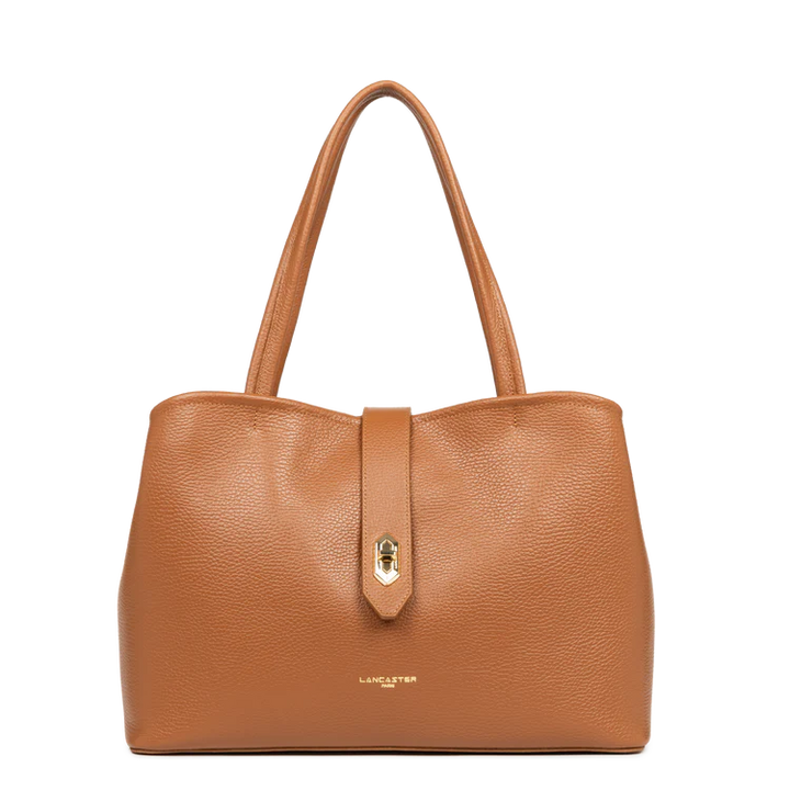 Sac cabas LANCASTER épaule avec fermoir L top double Camel
