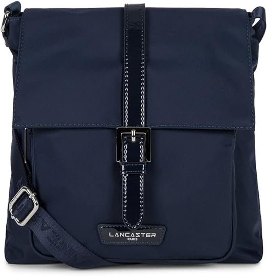 Lancaster Basic Verni Sac Porté Travers BLEU FONCE