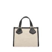 Cabas zippé S LANCEL Toile de jute et cuir de vachette lisse