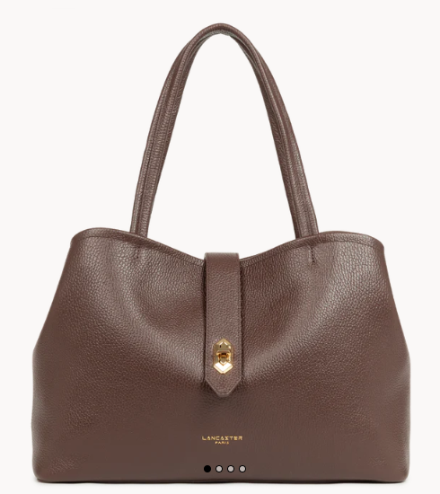 Sac cabas LANCASTER épaule avec fermoir L top double Marron