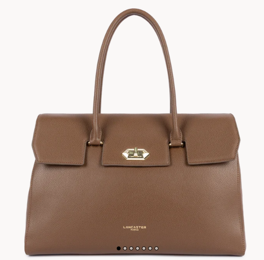Grand Sac cabas épaule LANCASTER Foulonné Milano Châtaigne