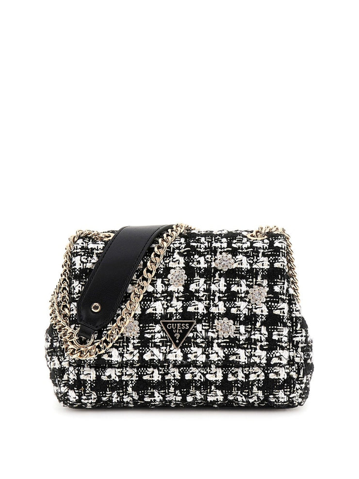 Sac bandoulière GUESS Everlee Tweed vue de face