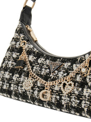 Sac épaule GUESS Everlee Tweed chaîne
