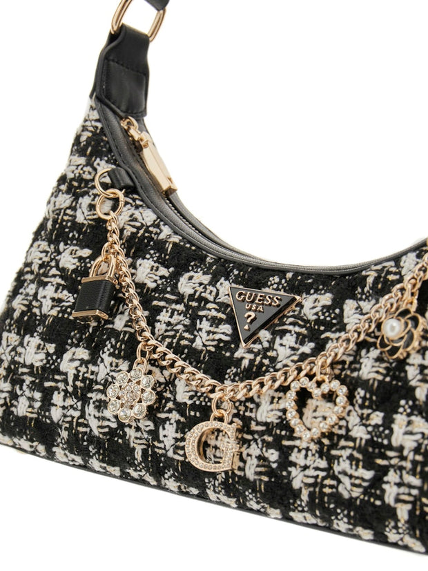 Sac épaule GUESS Everlee Tweed chaîne
