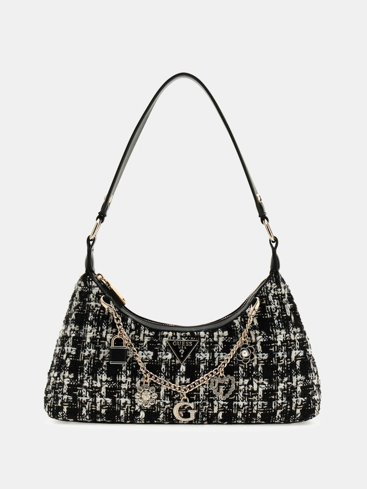 Sac épaule GUESS Everlee Tweed vue de face
