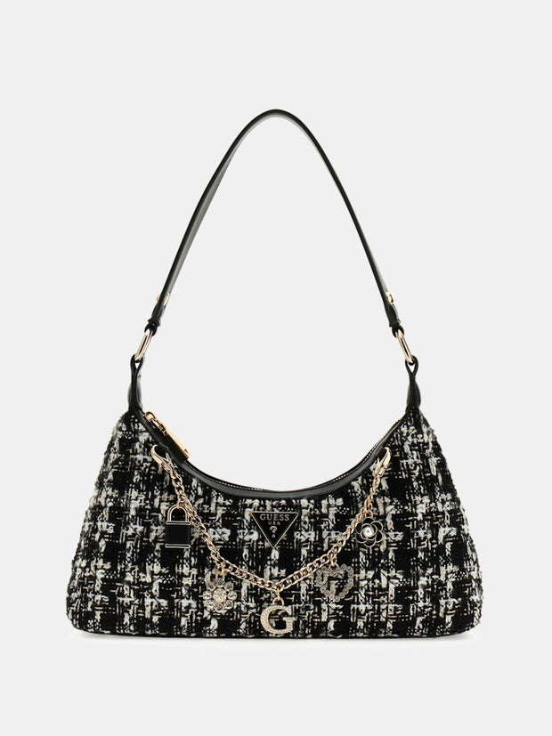 Sac épaule GUESS Everlee Tweed vue de face
