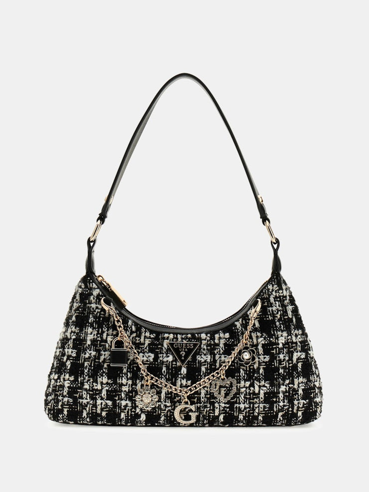 Sac épaule GUESS Everlee Tweed vue de face
