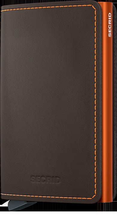 Slimwallet SECRID Matte Truffle & Orange - la maro
