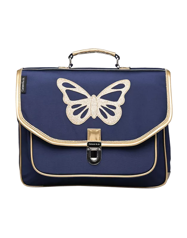 Cartable Moyen CARAMEL & CIE Papillon Bleu