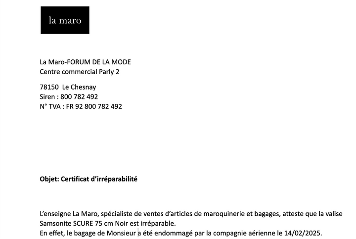 Certificat d'irréparabilité