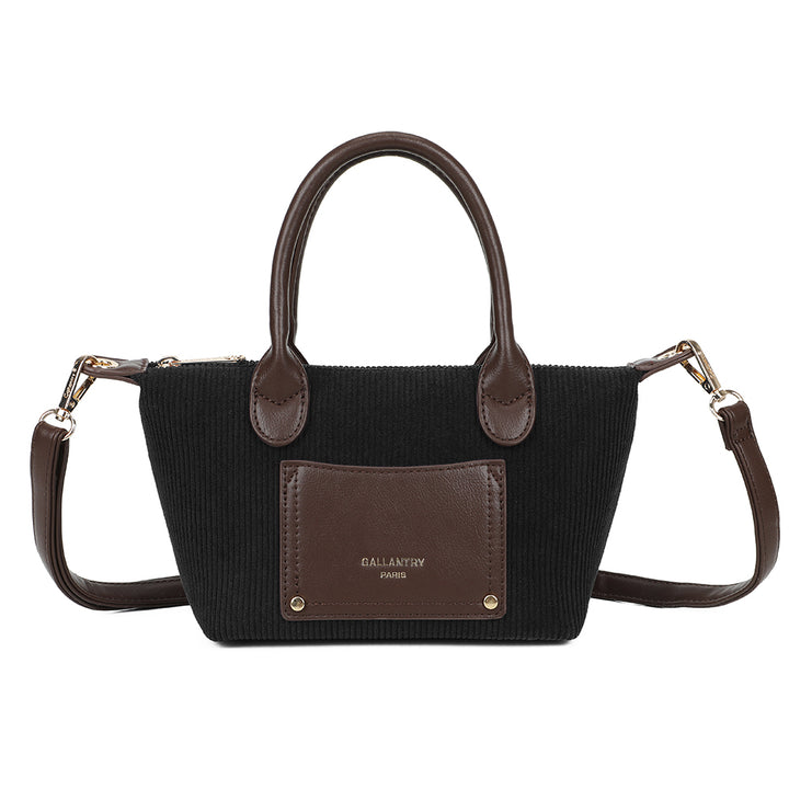 Mini sac Gallantry Z-05-8 en velours côtelé – Noir, vue de face
