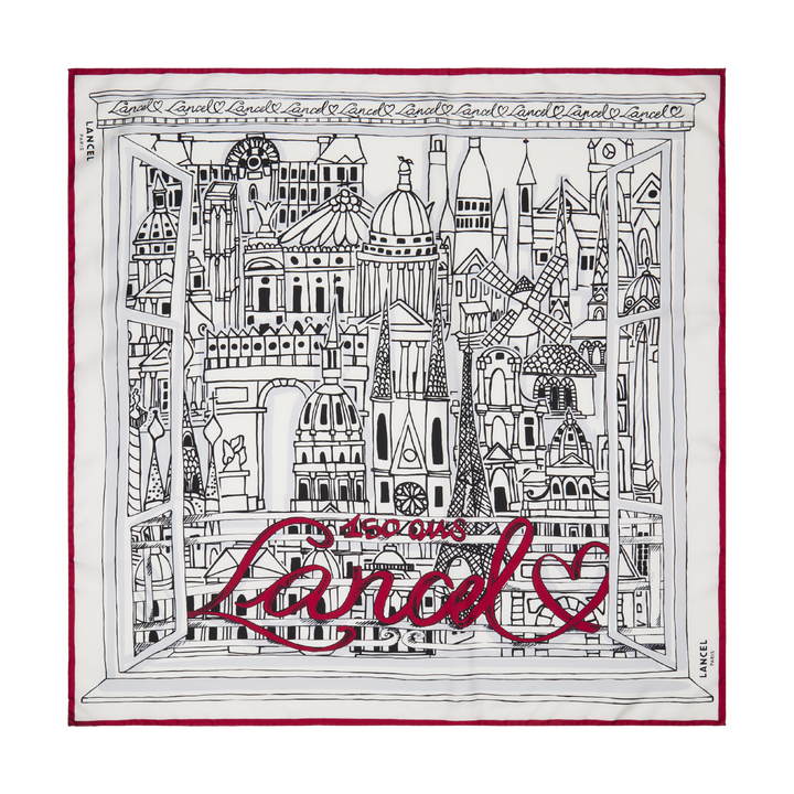 Lancel Motif paris a la fenetre – Carré 90 – multico blanc – vue 1