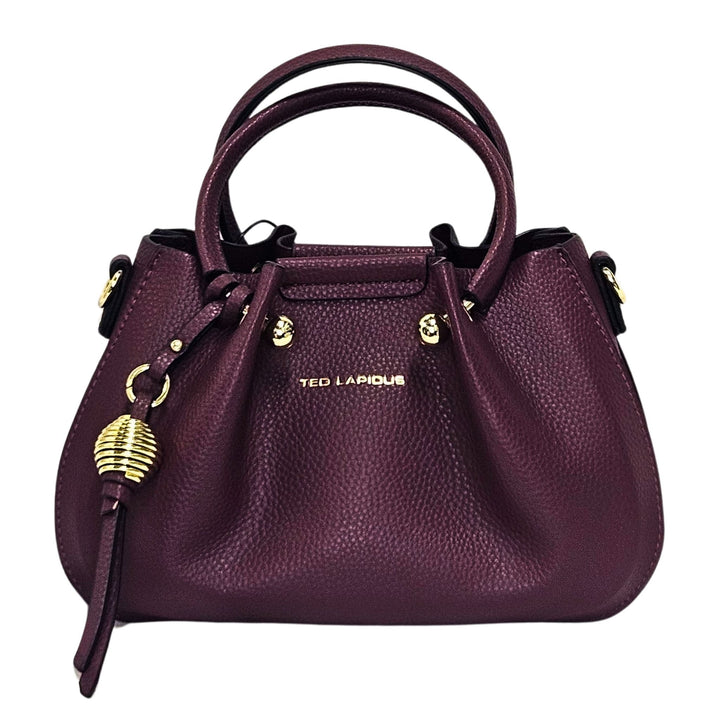 Petit sac bourse TED LAPIDUS Gretel pour femme en similicuir bordeaux vue de face
