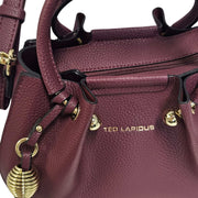 petit sac à main bourse TED LAPIDUS Gretel en cuir synthétique bordeaux avec finitions dorées