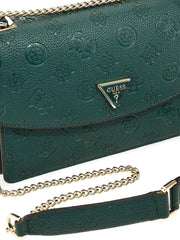 Sac bandoulière GUESS Cresidia II Convertible pour femme en similicuir vert forest avec logo imprimé 
