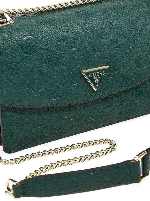 Sac bandoulière GUESS Cresidia II Convertible pour femme en similicuir vert forest avec logo imprimé 