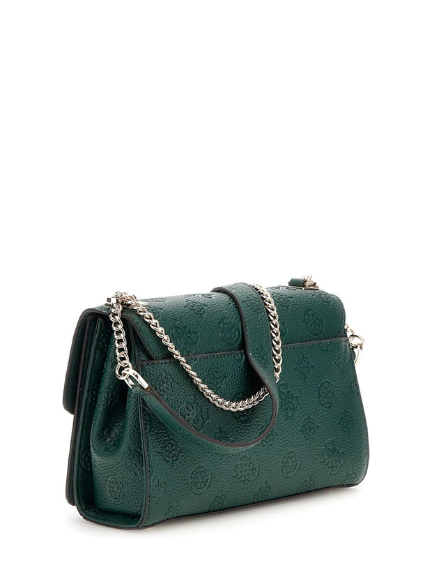 Sac GUESS Cresidia II Convertible couleur forest, porté main ou bandoulière avec motif logo