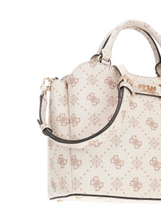 Sac à main élégant GUESS Silia Girlfriend Sat couleur biscotti avec motif logo 