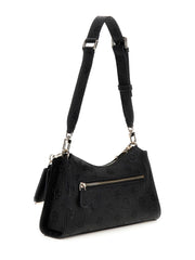 Sac epaule GUESS Cresidia II pour femme en similicuir noir avec logo imprimé vue de dos