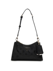 Sac à épaule GUESS Cresidia II pour femme en similicuir noir avec logo imprimé