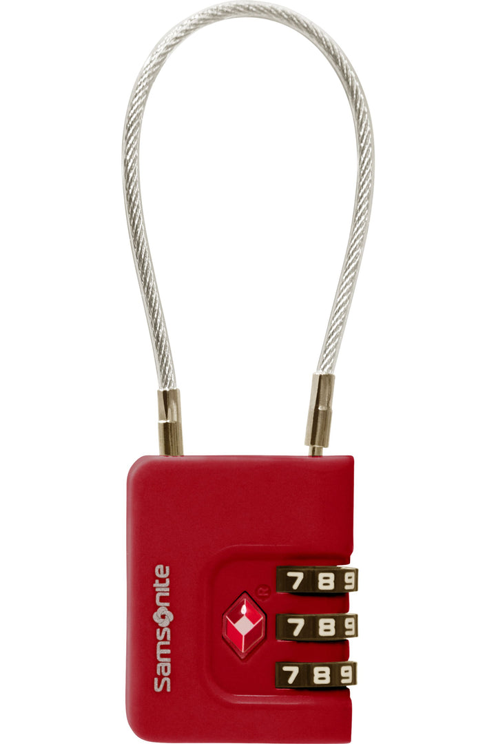 Samsonite Ta Revolution Cadenas à câble TSA avec code à 3 chiffres – Rouge – vue 1
