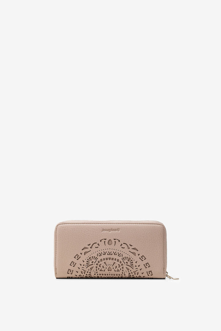 Portefeuille Desigual Mone Tribal Zip Aro Crudo Beige - la maro
