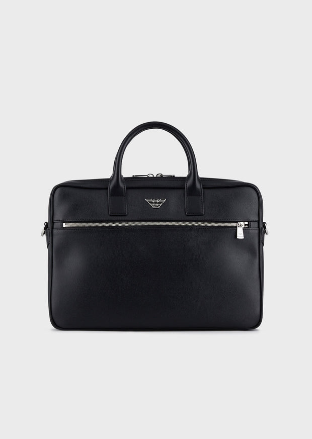 Emporio Armani Sac business en cuir régénéré avec plaquette aigle