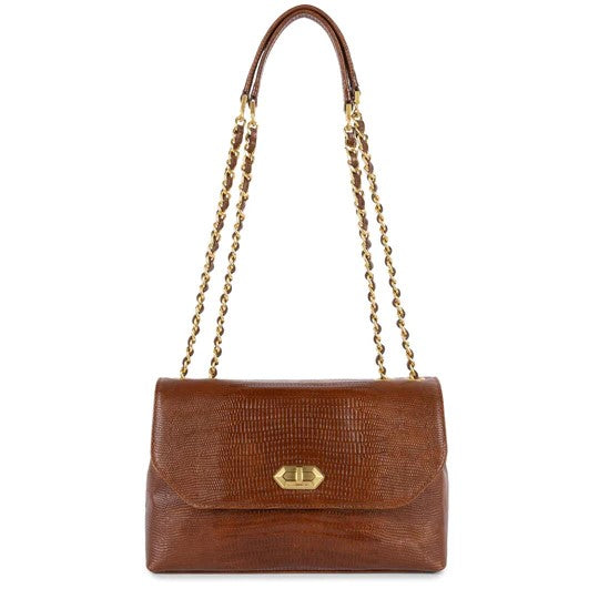 Sac Trotteur LANCASTER Exotic Lézard & Croco Cognac