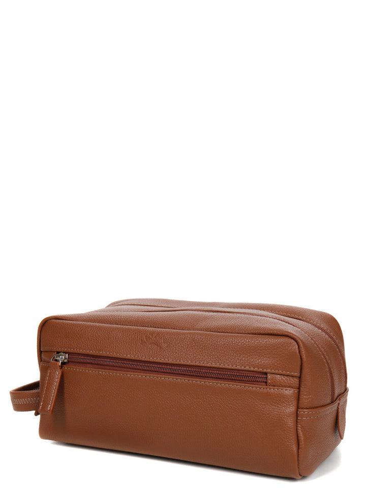 Trousse de toilette KATANA en cuir CAMEL - la maro
