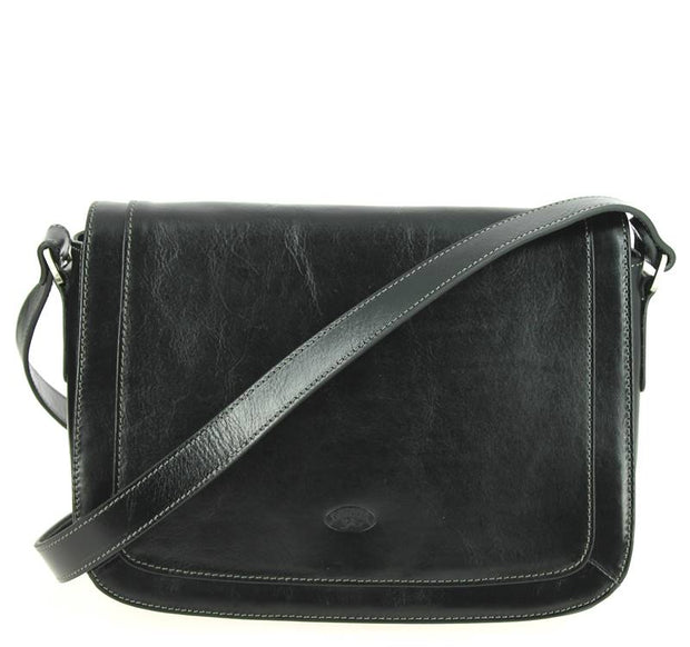 Sac bandoulière femme cuir KATANA Noir face