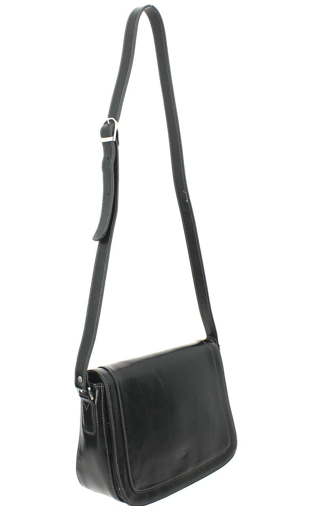 Sac bandoulière femme cuir KATANA Noir côté