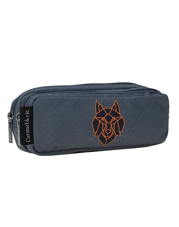 Trousse Double CARAMEL & CIE Loup Bleu