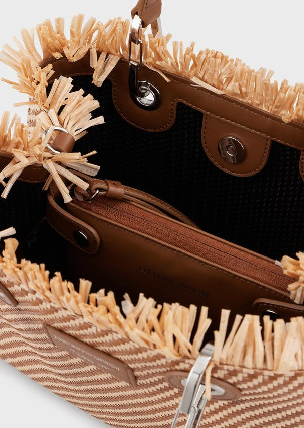 Emporio Armani Petit sac cabas MyEA Bag en paille tressée