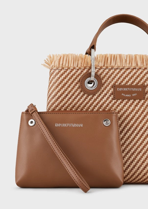 Emporio Armani Petit sac cabas MyEA Bag en paille tressée
