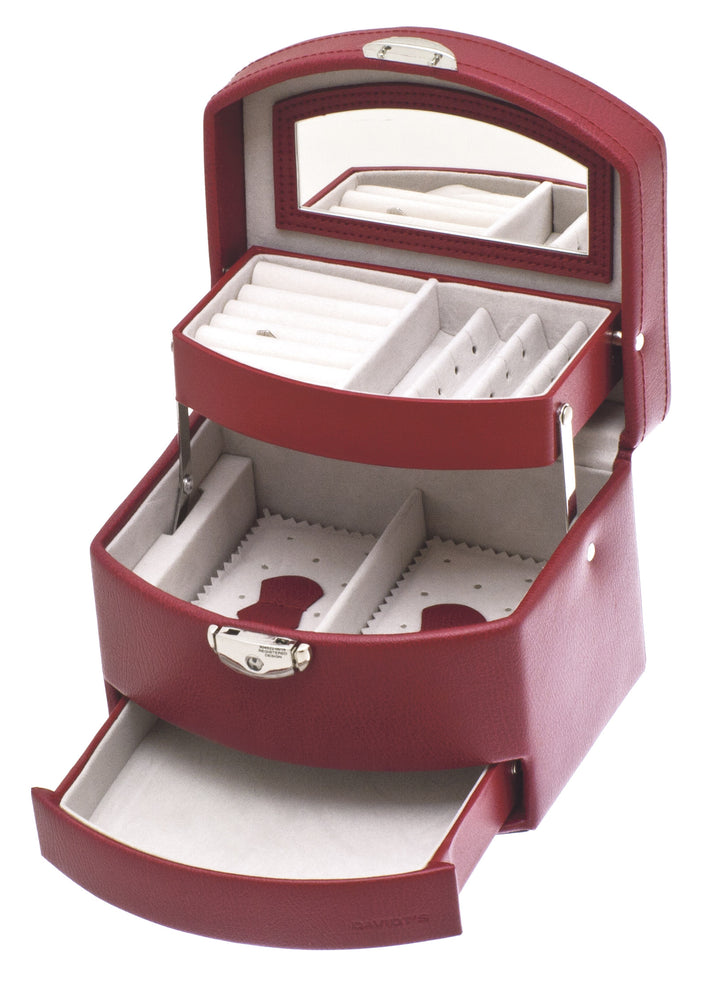 Coffret à Bijoux Davidt's Chrome Euclide rouge ouvert