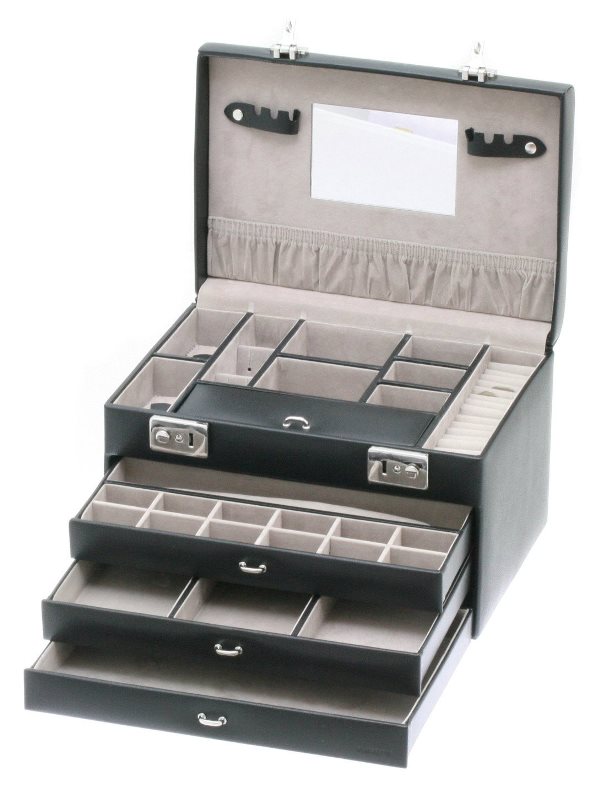 Coffret à bijoux DAVIDT'S Euclide Noir ouvert