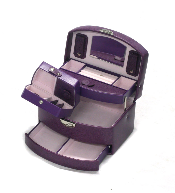 Coffret à Bijoux Davidt's PU Euclide Violet ouvert