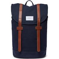 Sac à dos SANDQVIST STIG NAVY WTH COGNAC BROWN LEATHER