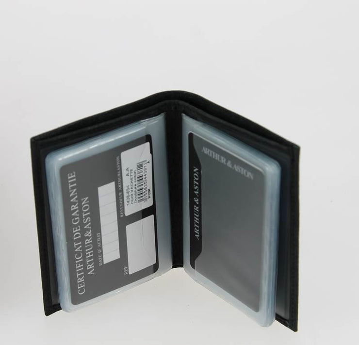 Porte-cartes Arthur et Aston cuir de vachette Noir OUVERT CARTES