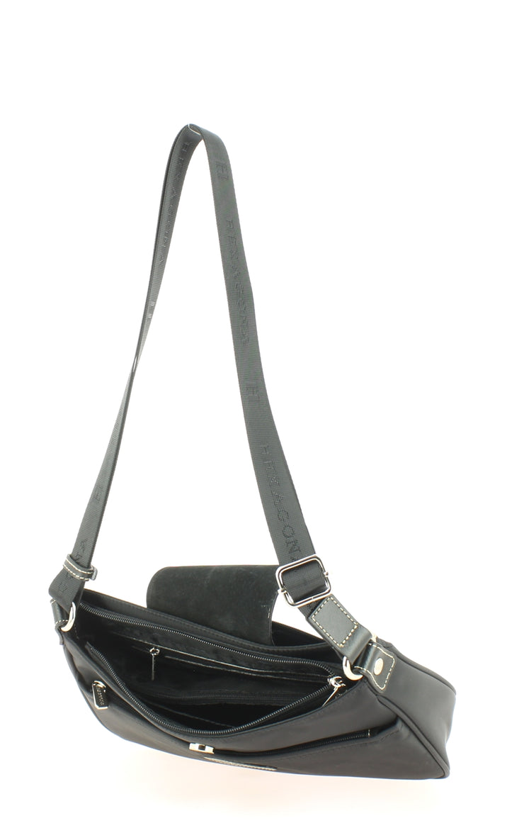 sac bandoulière Hexagona 173506-0100-NOIR-ouvert