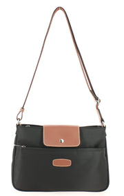 sac bandoulière Hexagona 173506-0100-NOIRMARRON-face