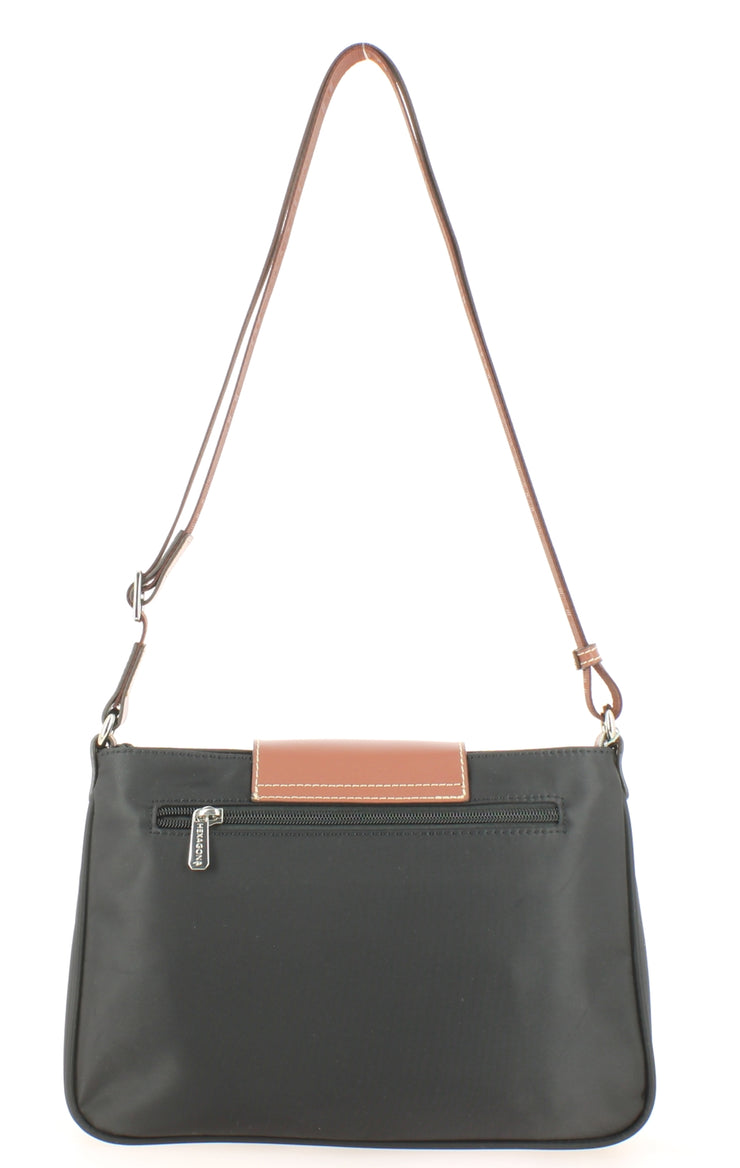 sac bandoulière Hexagona 173506-0100-NOIRMARRON-dos