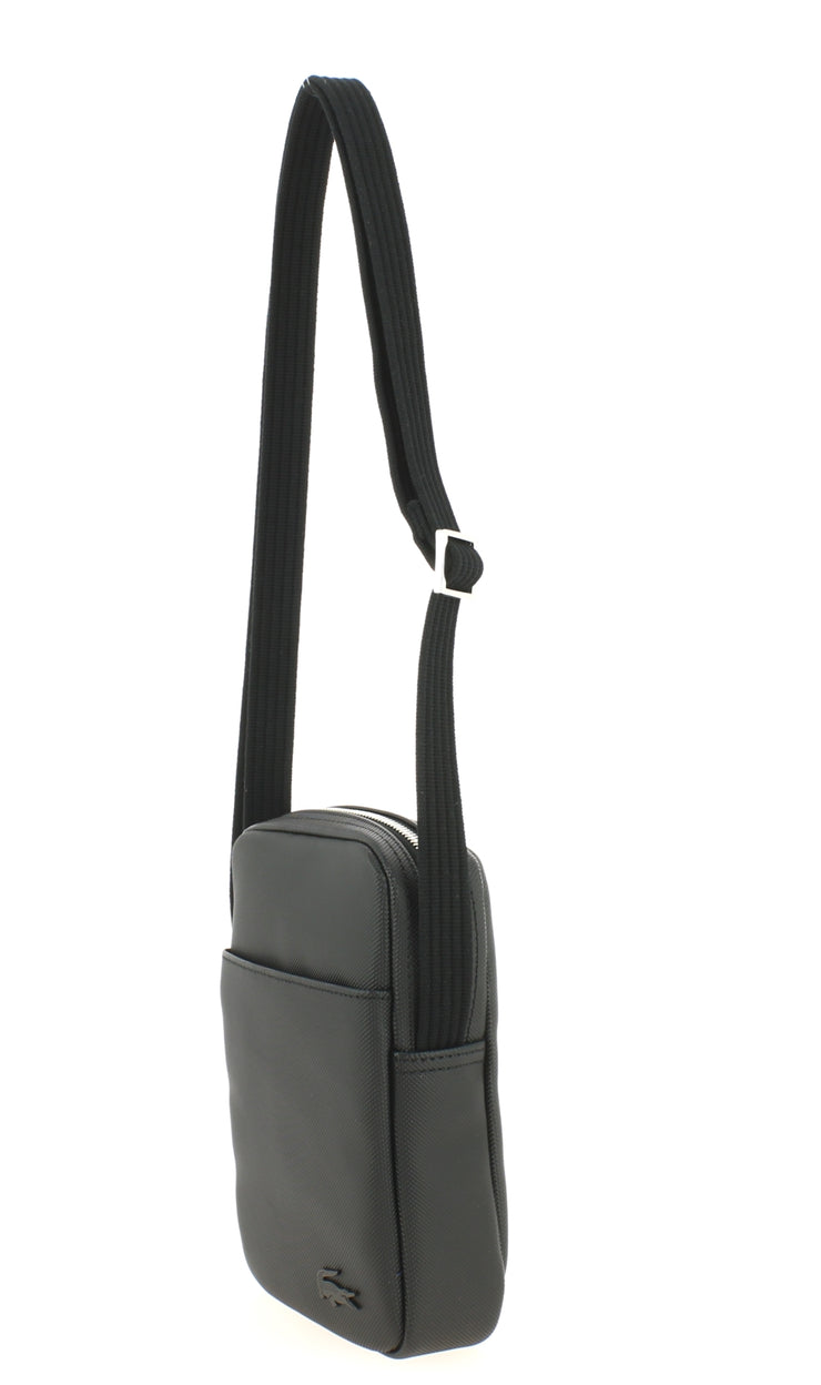 Sac bandoulière Lacoste vertical camera bag noir cote