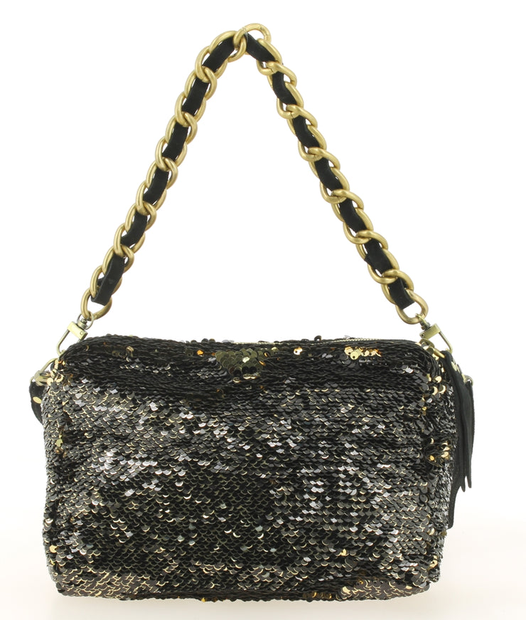 Sac bandoulière Mila Louise noir doré dos