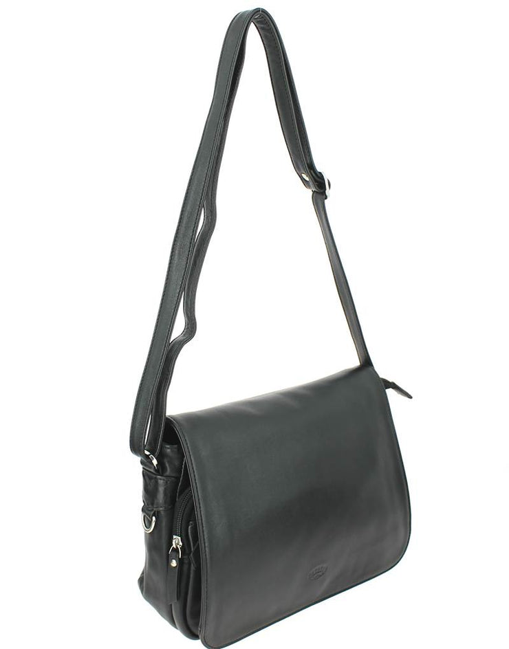 Sac besace cuir Katana Noir devant