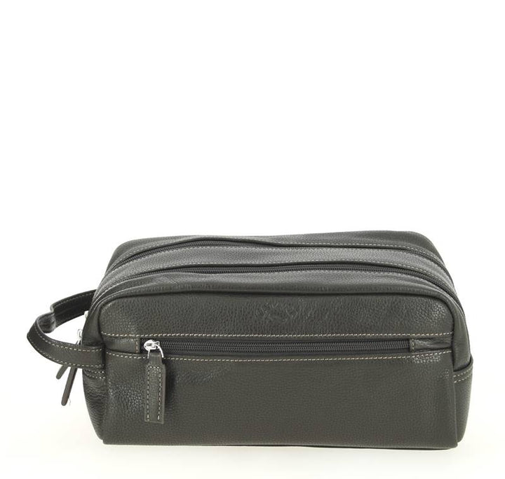 Trousse de toilette KATANA en cuir Marron Foncé face
