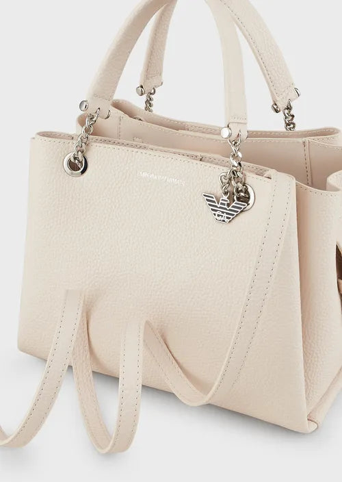 Sac à main Emporio Armani effet liégé avec bijou de sac aigle NUDE/NUDE