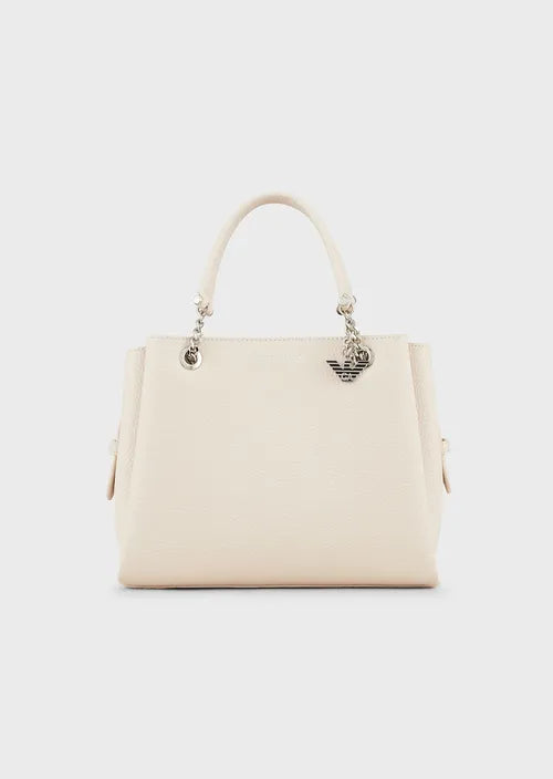 Sac à main Emporio Armani effet liégé avec bijou de sac aigle NUDE/NUDE