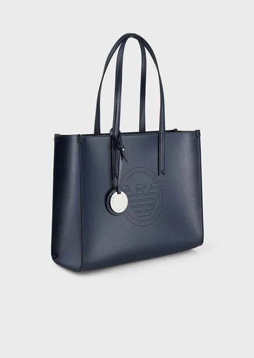 Emporio Armani Sac cabas finition liégée avec bijou de sac et grand logo perforé