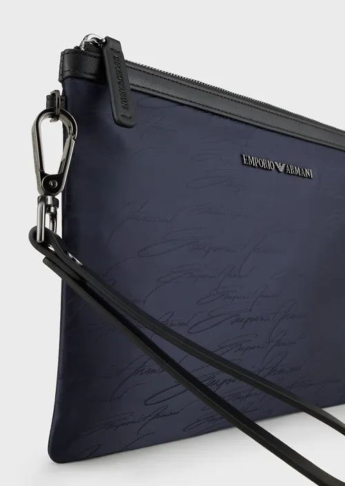 Emporio Armani Pochette en nylon jacquard avec logo signature